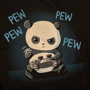 Panda Gamer T-Shirt - Black and Blue - PEW PEW PANDA